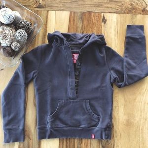 ESPRIT (EDC) -SM- Vintage 3/4 Button Up Hoody in warm chocolate brown